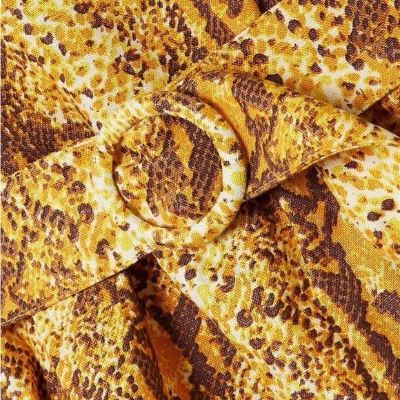 NWT FAITHFULL THE BRAND Rumi Belted Tiered Snake-Print Linen Midi Dress - Picture 5 of 5